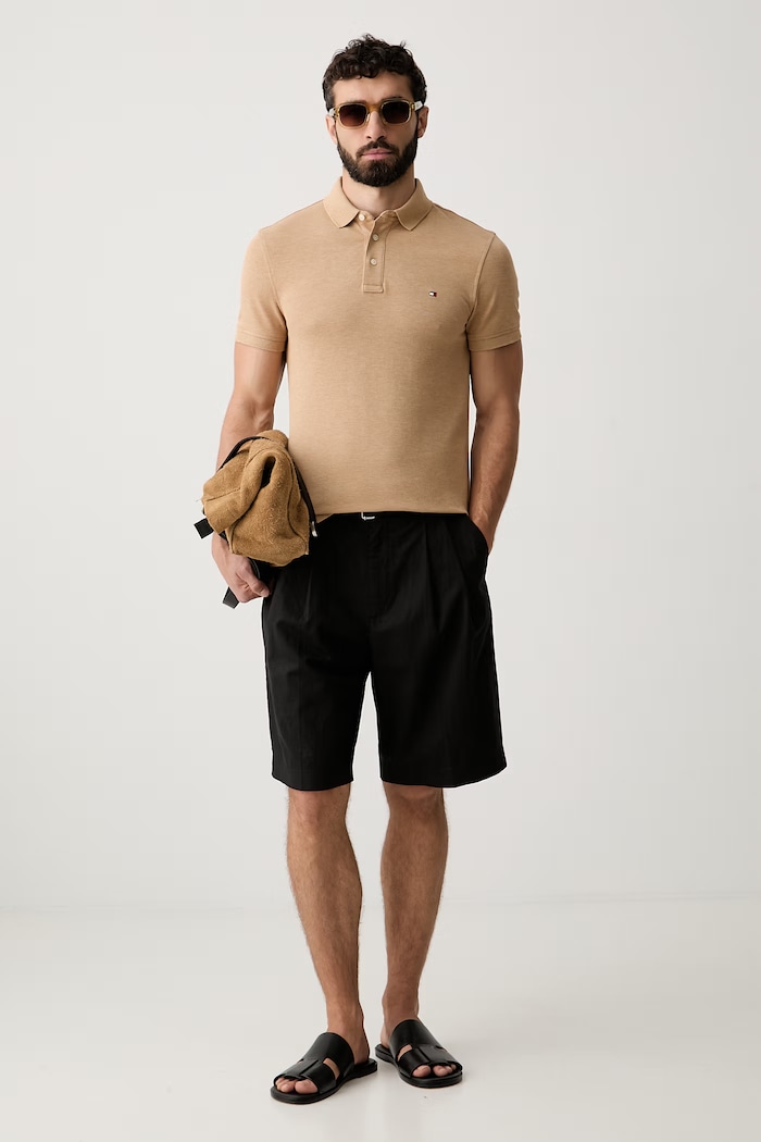 Tommy Hilfiger polo tričko pánske MW0MW17771.. béžová SS26