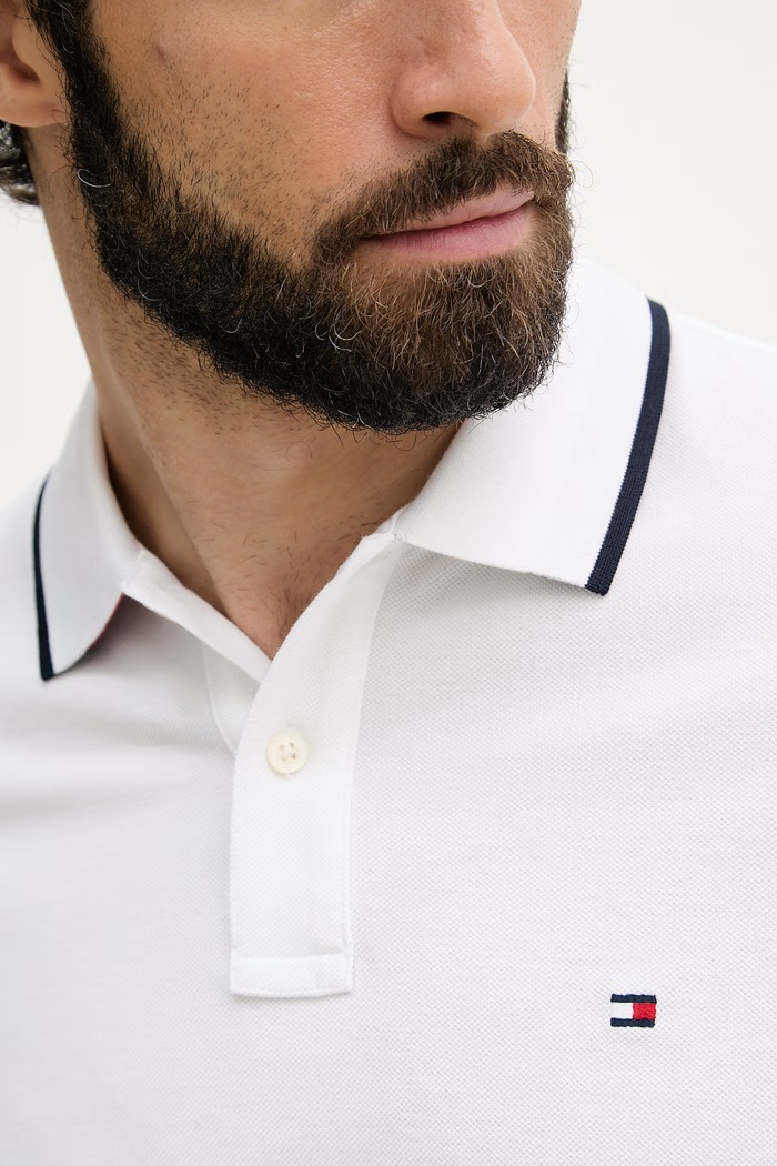 Tommy Hilfiger polo pentru bărbați, din bumbac MW0MW42748 alb