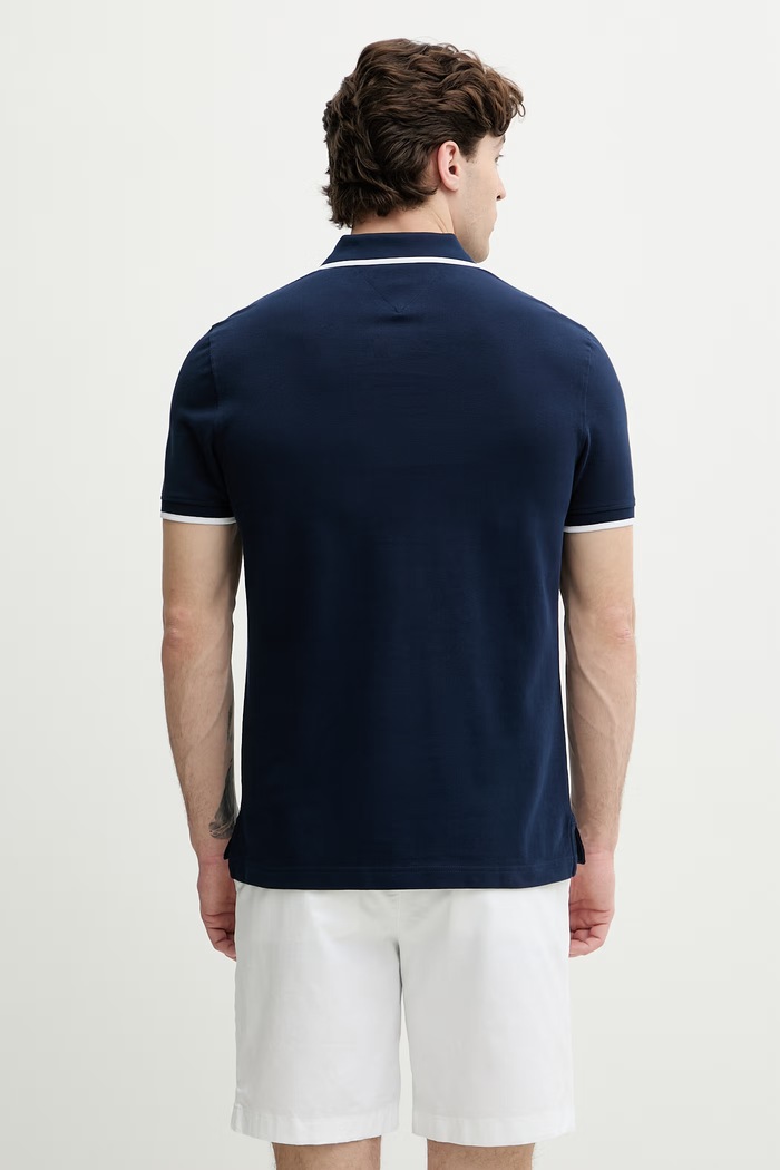 Odzież Tommy Hilfiger polo męskie bawełniane MW0MW42748 granatowy