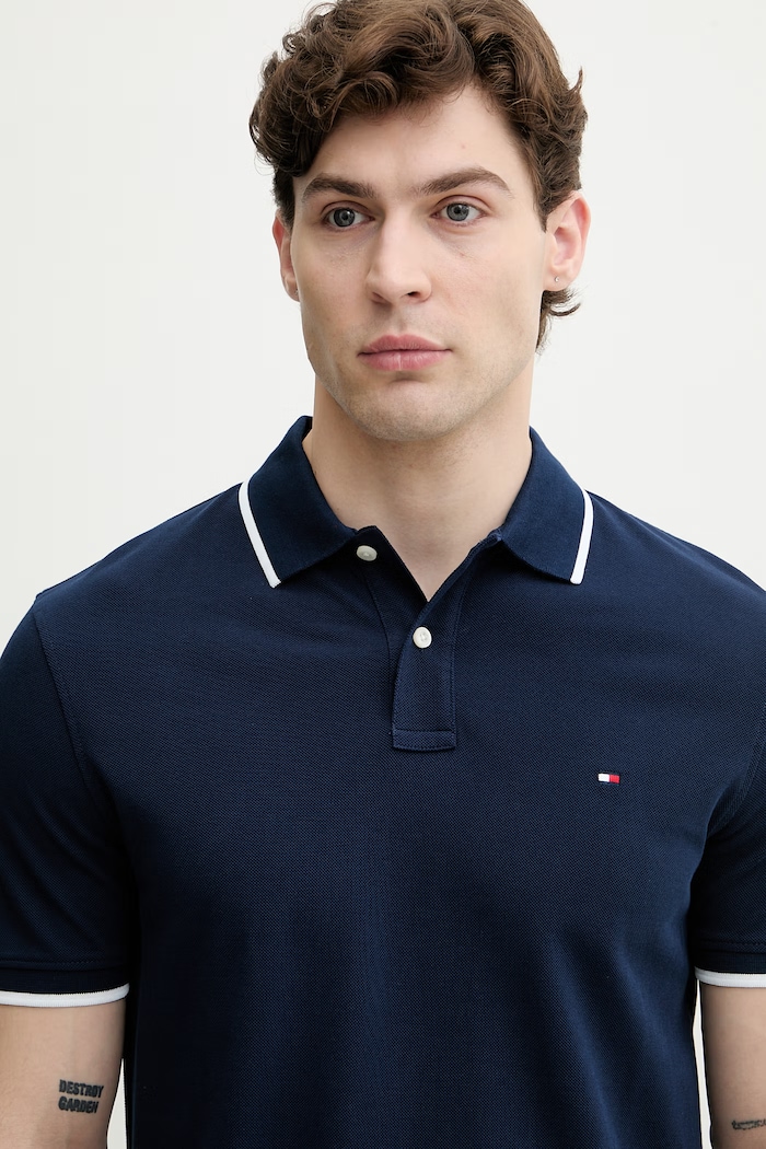 Tommy Hilfiger polo męskie bawełniane granatowy MW0MW42748
