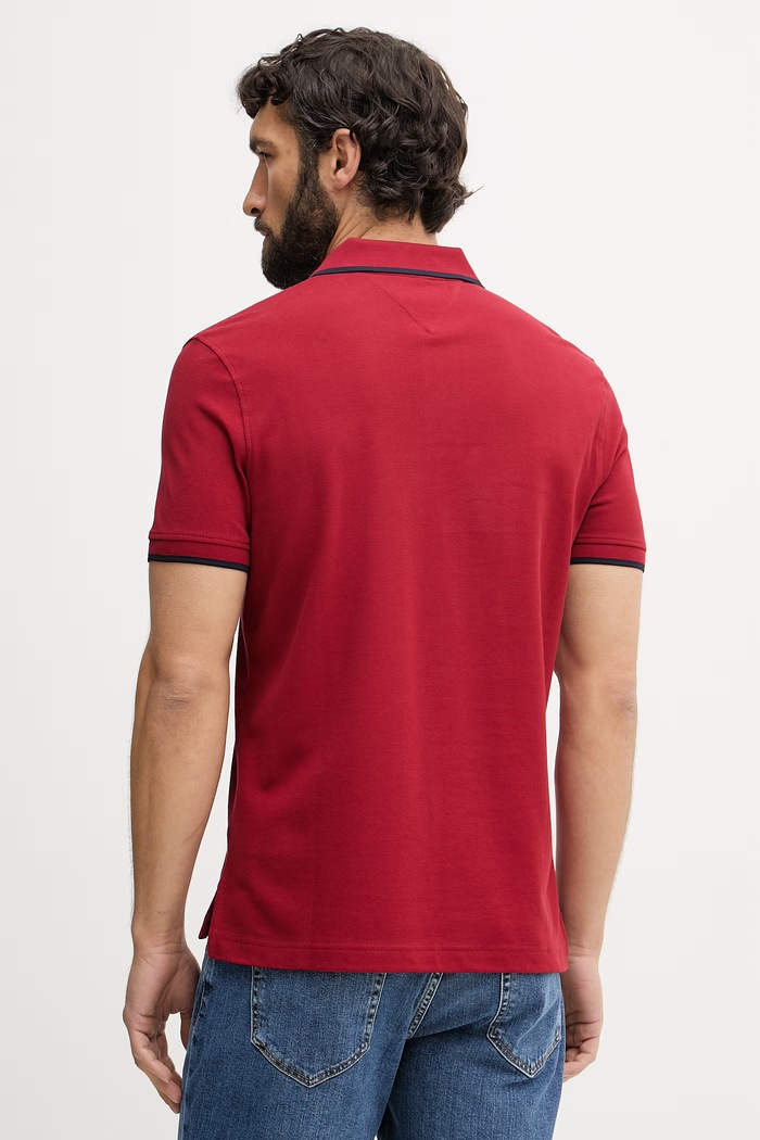 Îmbrăcăminte Tommy Hilfiger polo pentru bărbați, din bumbac MW0MW42748 burgundia