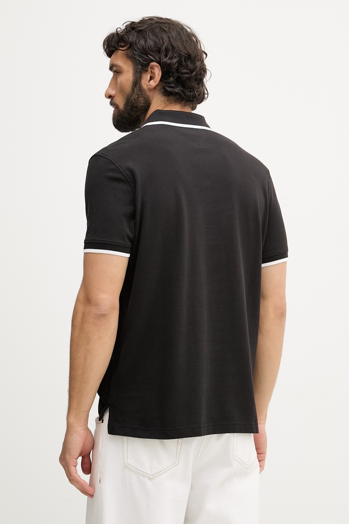 Îmbrăcăminte Tommy Hilfiger polo pentru bărbați, din bumbac MW0MW42748 negru