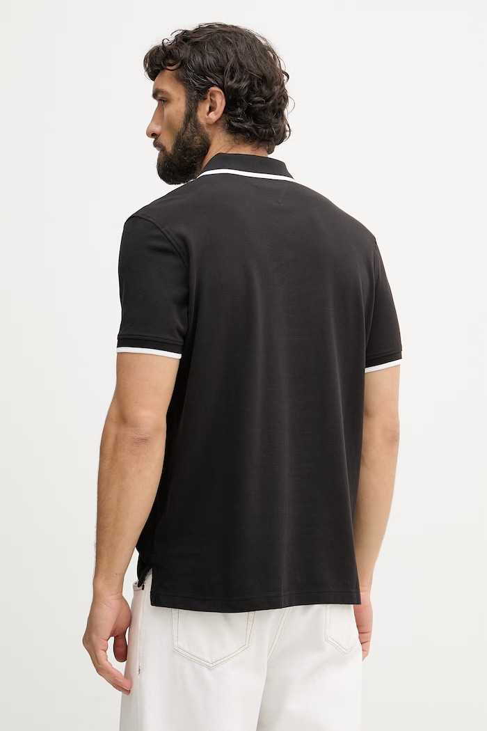Îmbrăcăminte Tommy Hilfiger polo pentru bărbați, din bumbac MW0MW42748 negru