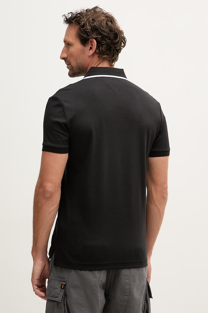 Îmbrăcăminte Tommy Hilfiger polo bărbătesc din bumbac MW0MW43144 negru