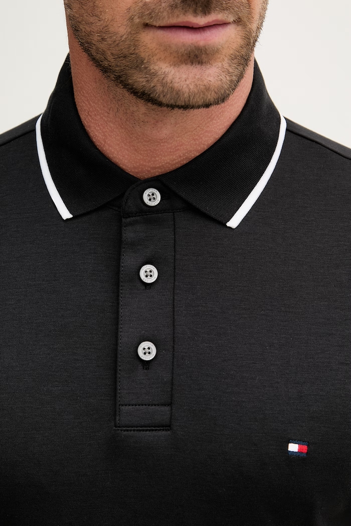 Tommy Hilfiger polo bărbătesc din bumbac MW0MW43144 negru