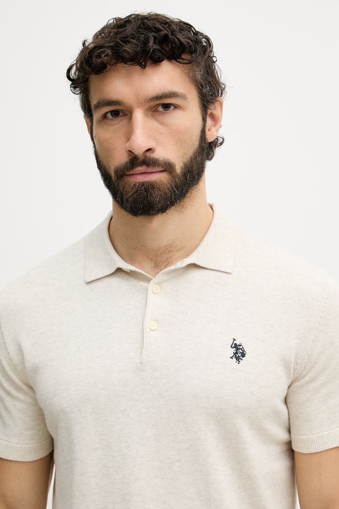 U.S. polo Assn. polo pentru bărbați, din bumbac COMBED SS bej MUP3709