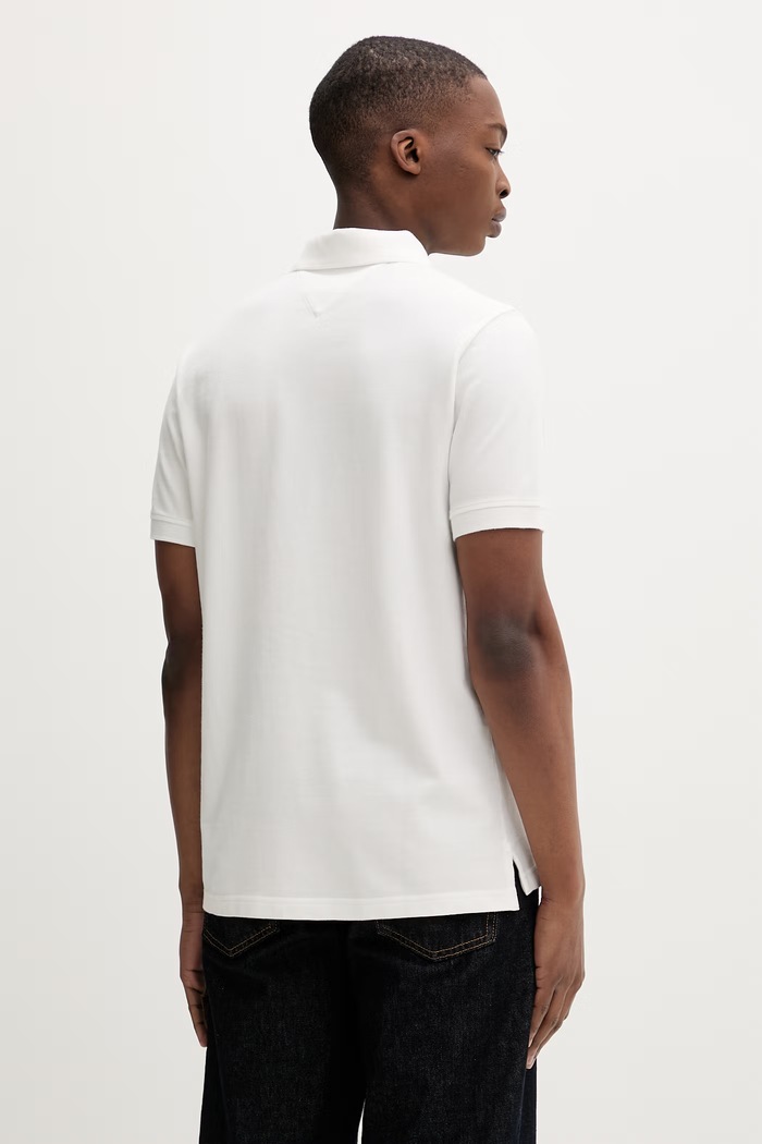 Ρούχα Tommy Jeans πόλο ανδρικό βαμβακερό DM0DM22711 μπεζ