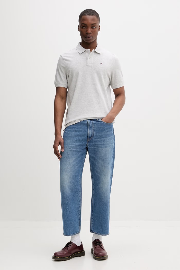 Tommy Jeans polo pentru bărbați, din bumbac DM0DM22711 gri SS26
