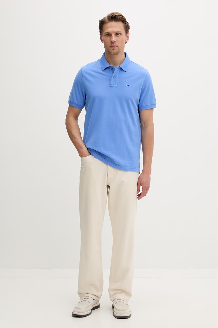 Tommy Jeans polo pentru bărbați, din bumbac DM0DM22711 albastru SS26