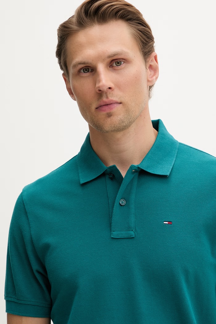 Tommy Jeans Polo tričko pánske bavlnené tyrkysová DM0DM22711