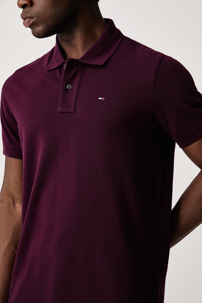 Polo męskie bawełniane Tommy Jeans DM0DM22711 bordowy