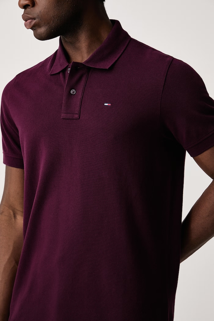 Polo męskie bawełniane Tommy Jeans DM0DM22711 bordowy