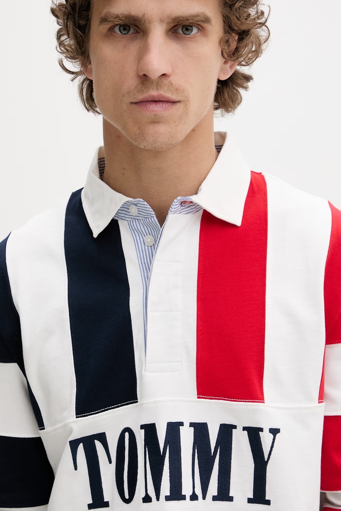 Tommy Jeans majica z dolgimi rokavi moška bombažna mornarsko modra DM0DM23054