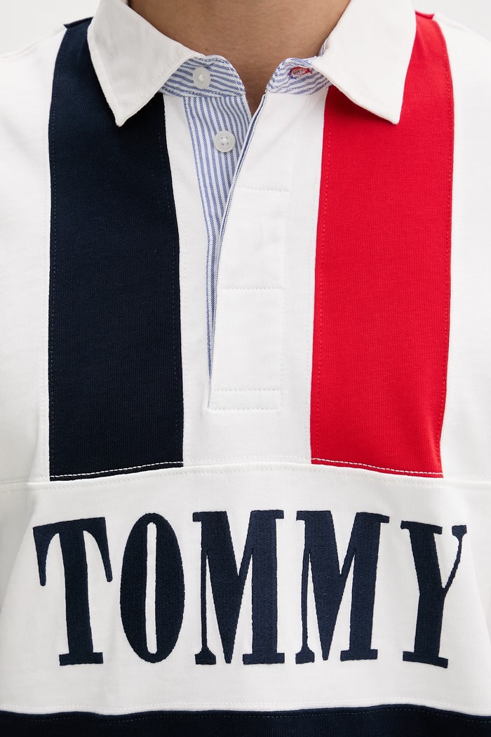 Tommy Jeans majica z dolgimi rokavi moška bombažna DM0DM23054 mornarsko modra
