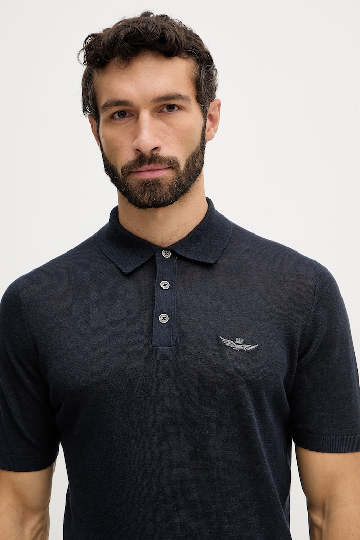Ľanové polo Aeronautica Militare tmavomodrá MA1625UL00935