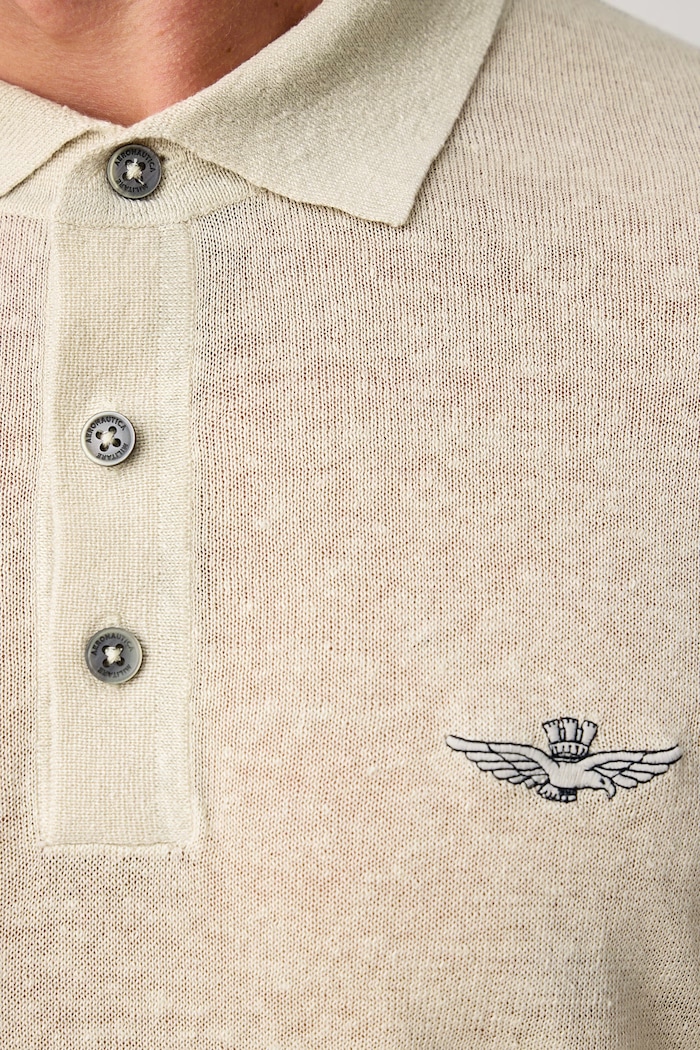 Polo majica moška lanena Aeronautica Militare bež MA1625UL00935