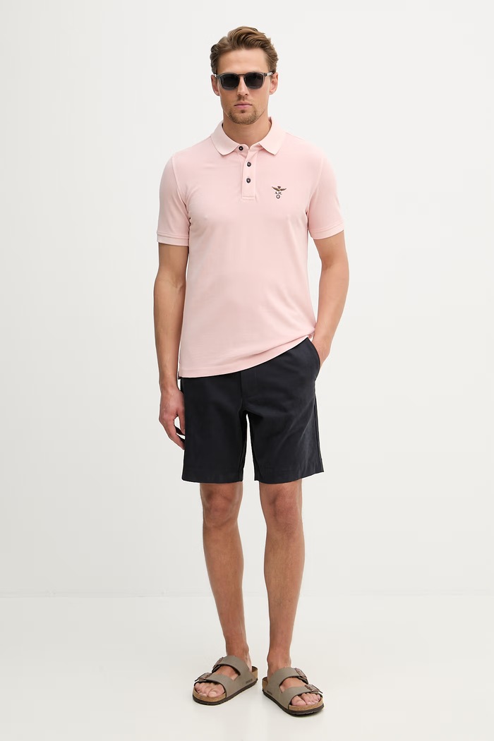 Aeronautica Militare polo majica moška bombažna PO1925UP00406 roza SS26