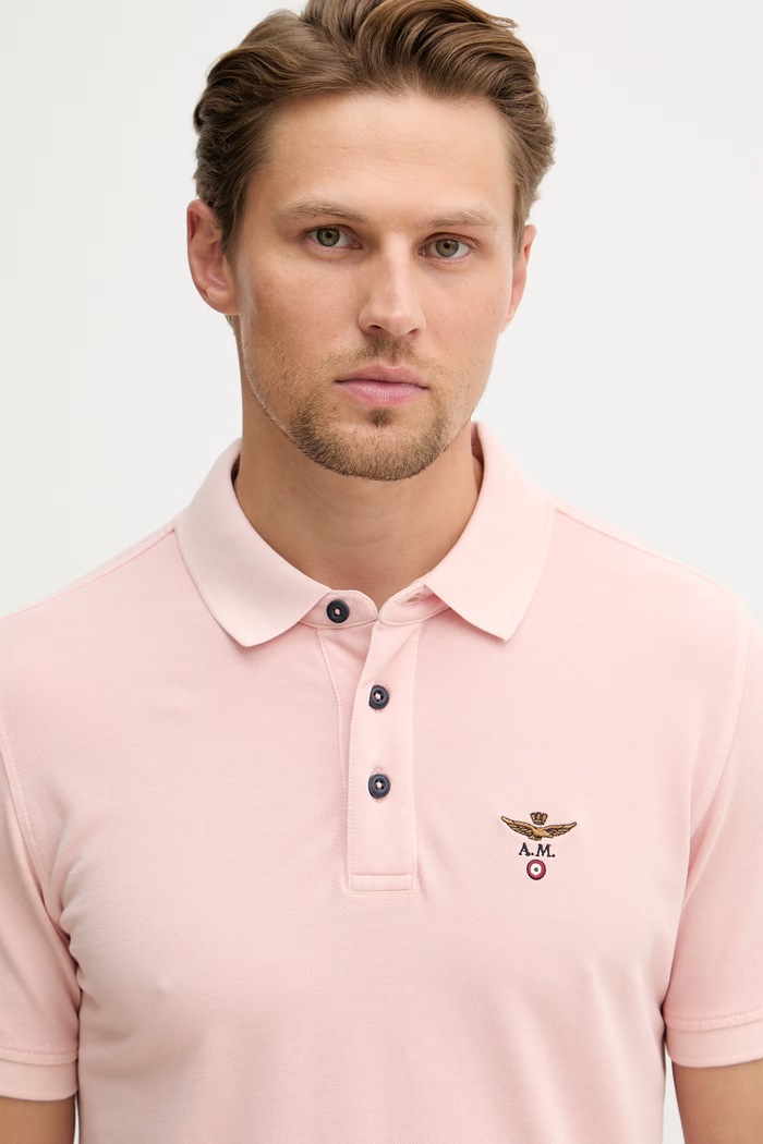 Aeronautica Militare polo majica moška bombažna roza PO1925UP00406
