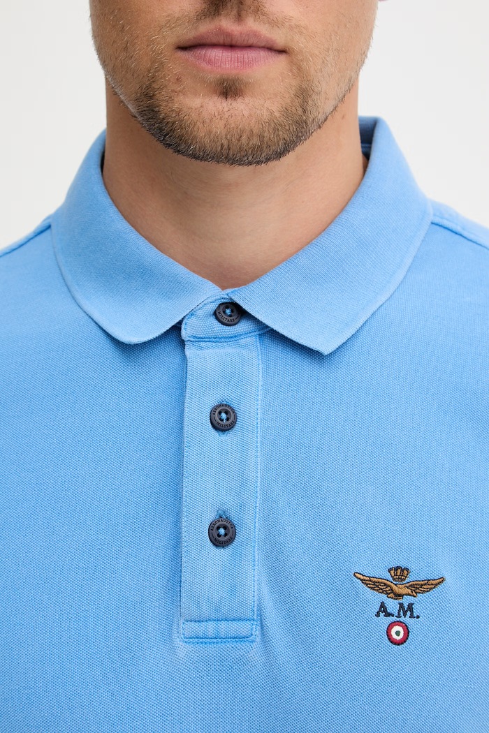 Aeronautica Militare polo majica moška bombažna PO1925UP00406 modra