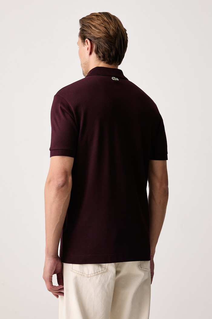 Lacoste Polo męskie bawełniane PH0752 bordowy SS26