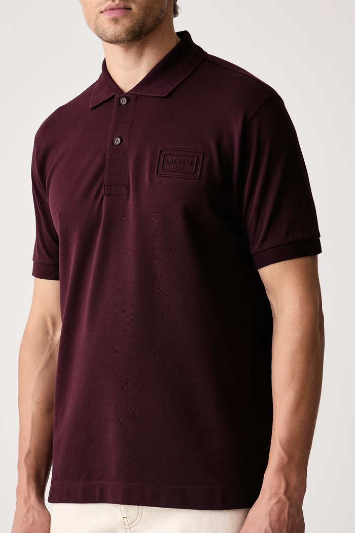 Odzież Lacoste Polo męskie bawełniane PH0752 bordowy