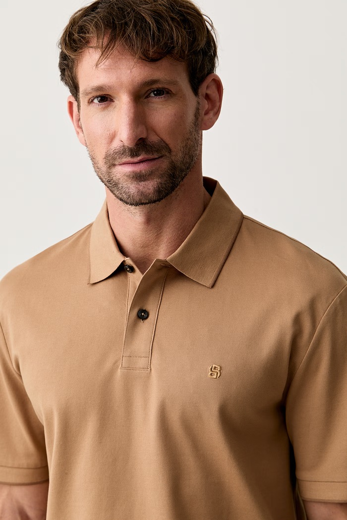 BOSS polo pánské bavlněné Parris 80 béžová 50567874