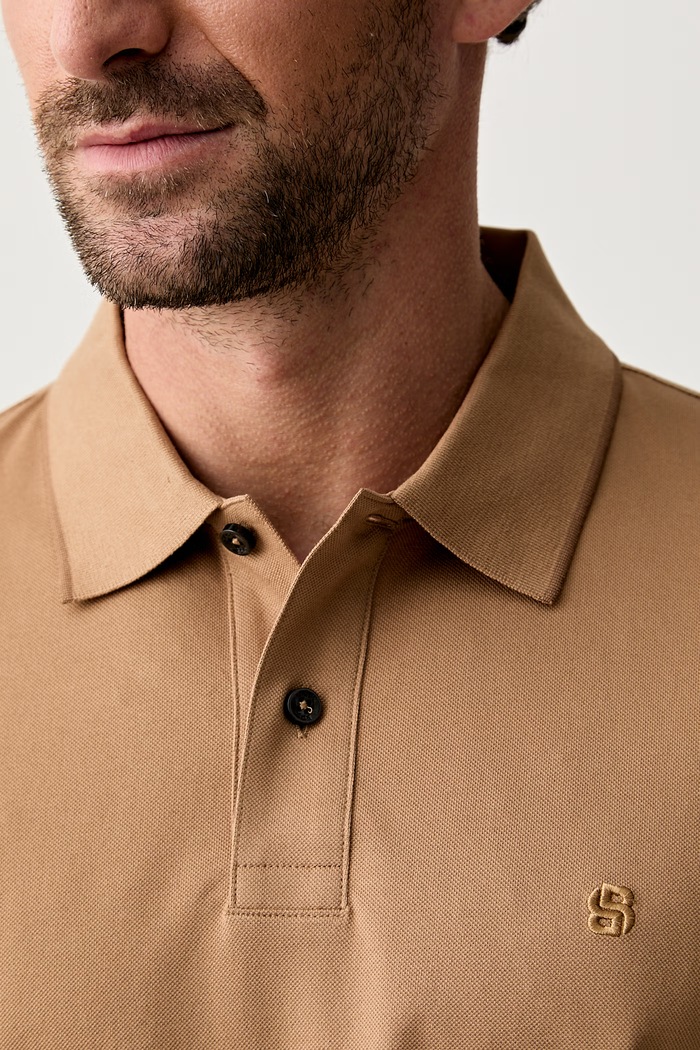 BOSS polo pánské bavlněné Parris 80 50567874 béžová