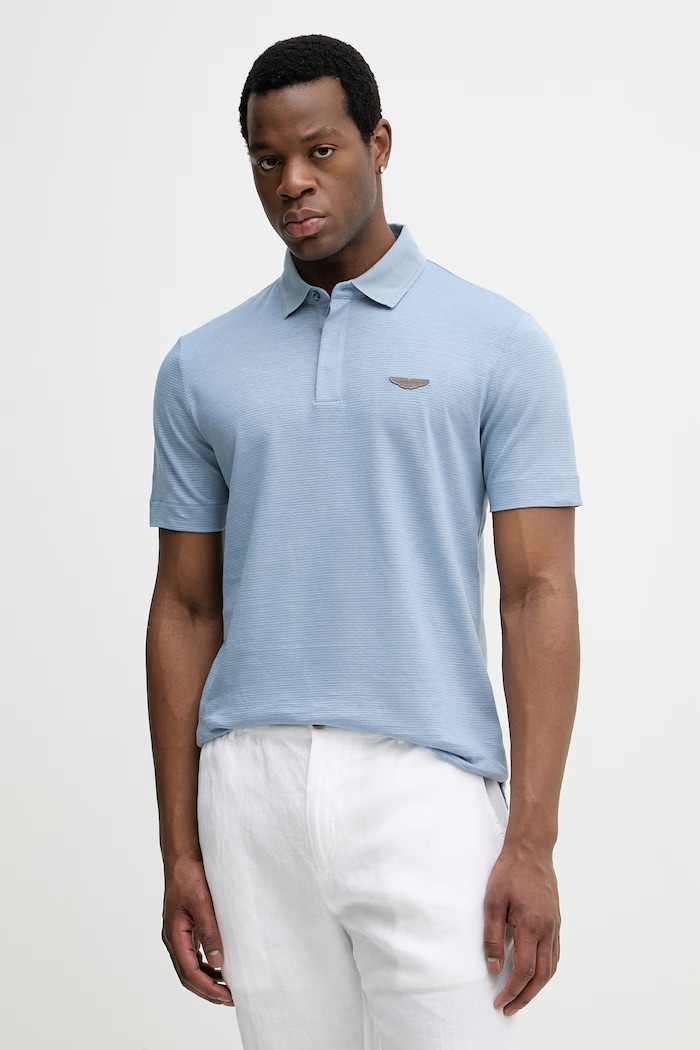 BOSS Polo bărbați cu in BOSS X ASTON MARTIN imprimeu albastru 50558809