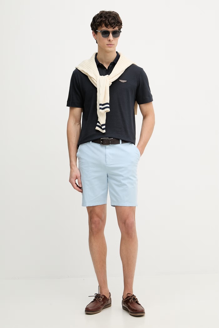 BOSS polo tričko pánske s ľanom BOSS X ASTON MARTIN 50558809 tmavomodrá SS26