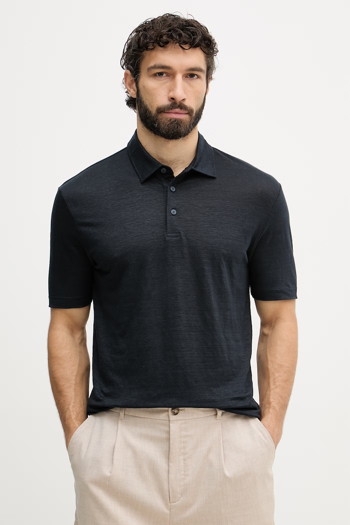 BOSS polo pentru bărbați, din in BOSS X DAVID BECKHAM bleumarin 50560534