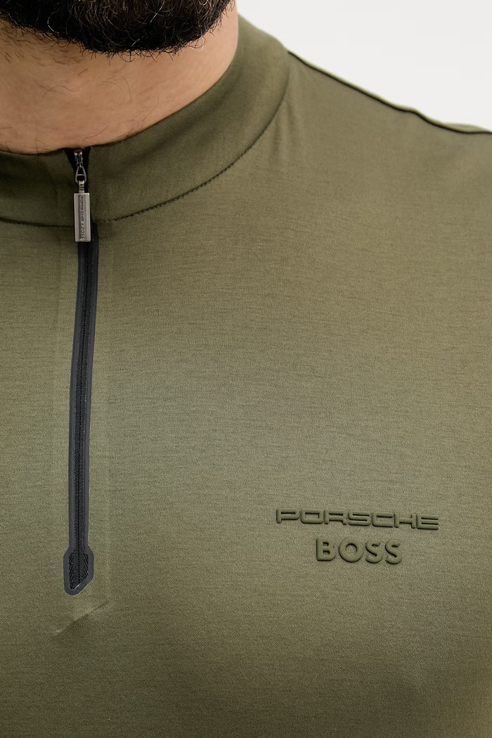 BOSS Green kratka moška bombažna majica BOSS X PORSCHE 50559790 zelena