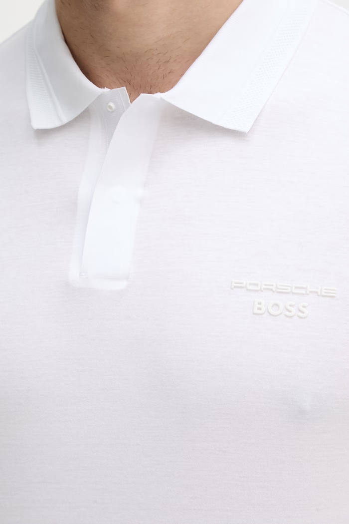 BOSS Green polo tričko pánske bavlnené BOSS X PORSCHE 50559801 biela