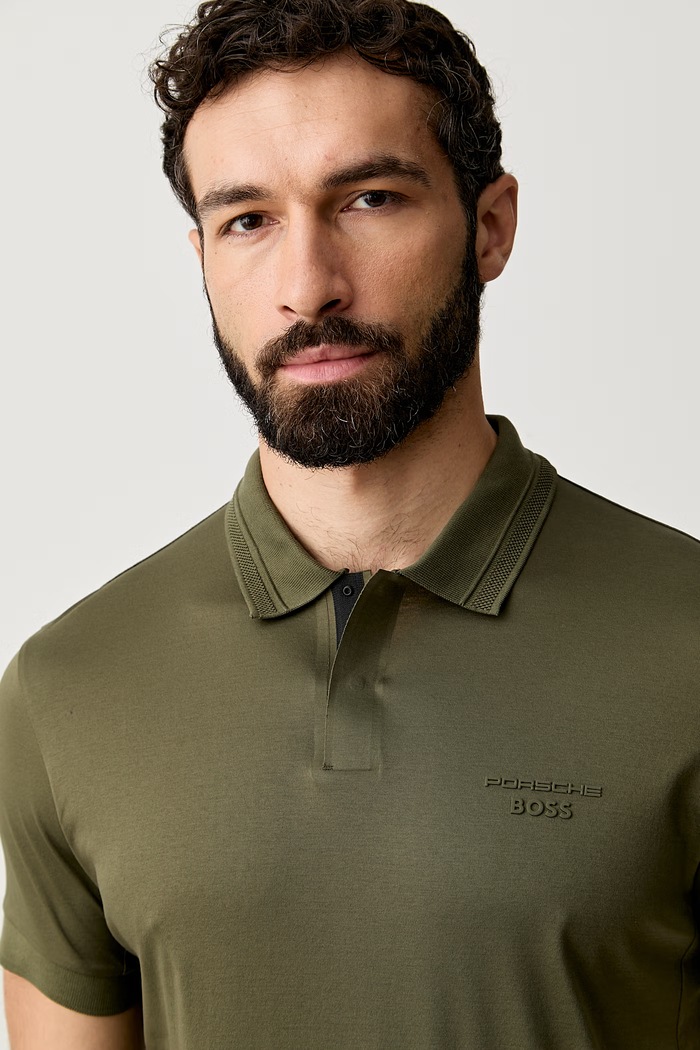 BOSS Green polo męskie bawełniane BOSS X PORSCHE zielony 50559801