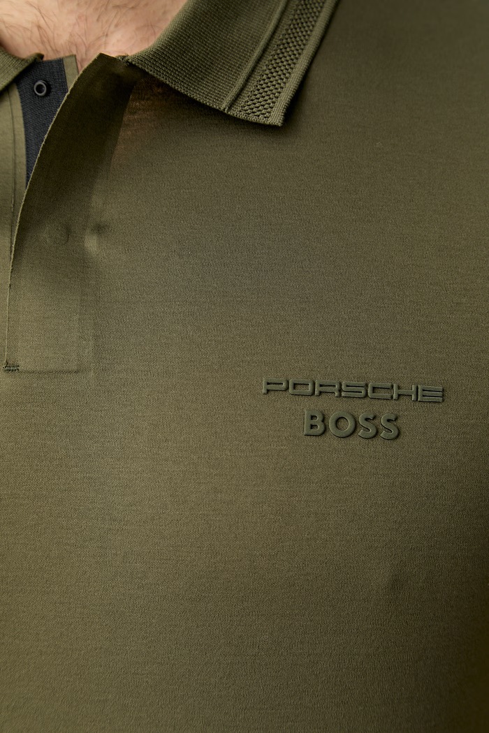 BOSS Green polo męskie bawełniane BOSS X PORSCHE 50559801 zielony