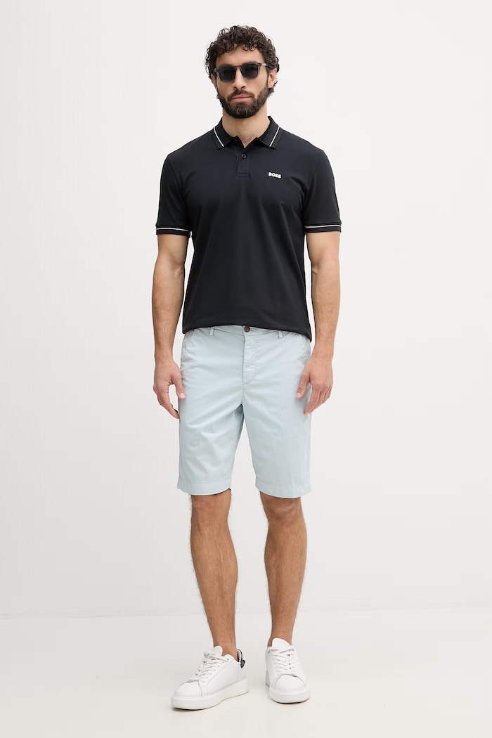 BOSS Green polo bărbați din bumbac cu elastan 50559369 bleumarin SS26