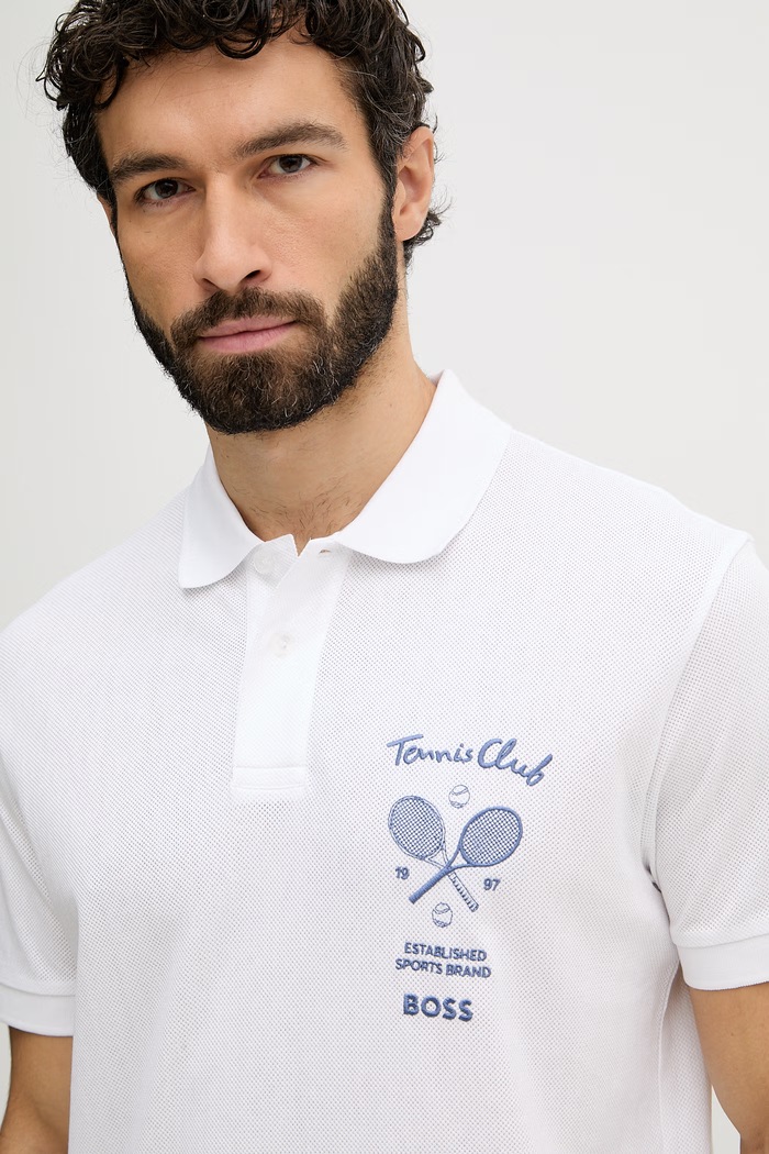 Bombažen polo BOSS Green bela 50559753