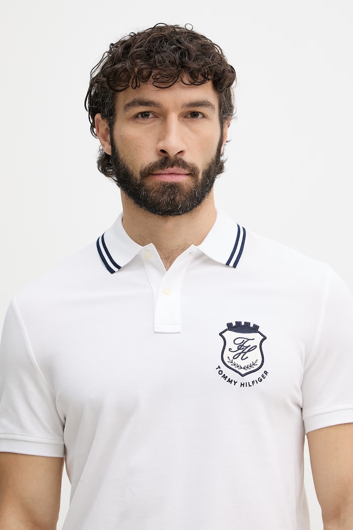 Tommy Hilfiger polo tričko pánske s bavlnou biela MW0MW43061