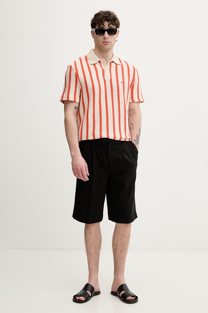 Tommy Hilfiger polo męskie bawełniane MW0MW42770 pomarańczowy SS26