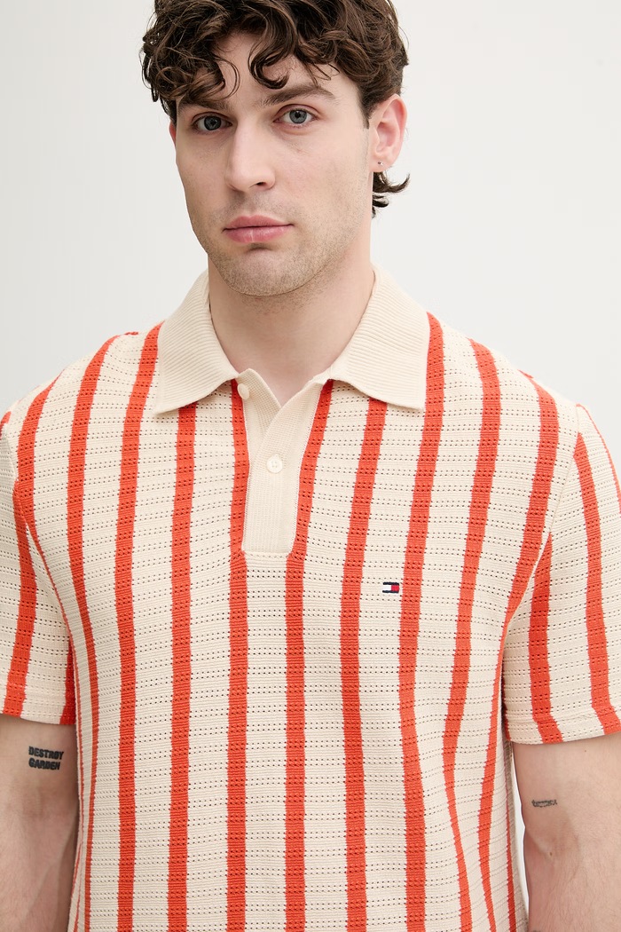 Tommy Hilfiger polo męskie bawełniane pomarańczowy MW0MW42770