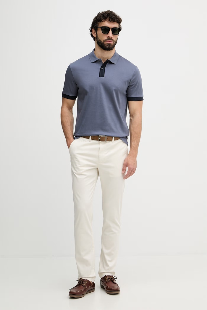 BOSS polo męskie bawełniane Parlay 238 50559668 niebieski SS26