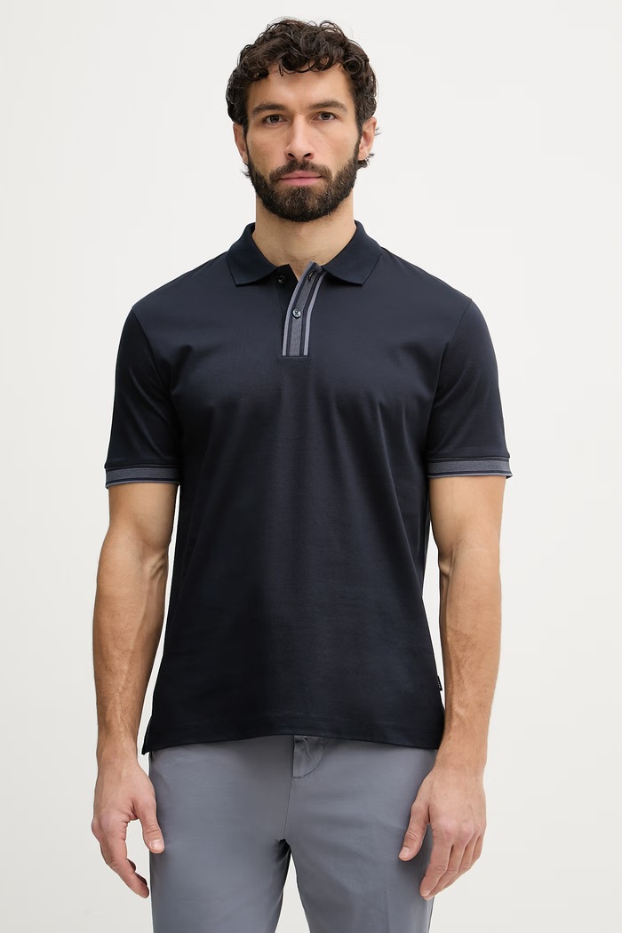BOSS moška bombažna polo majica Parlay 238 mornarsko modra 50559668