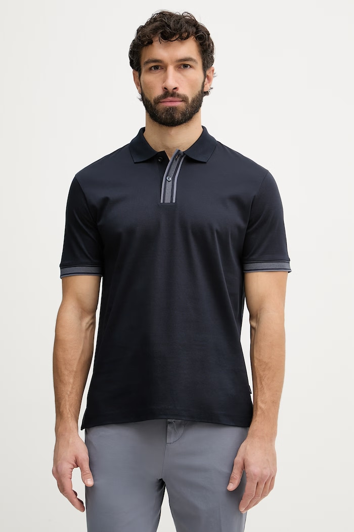 BOSS moška bombažna polo majica Parlay 238 mornarsko modra 50559668