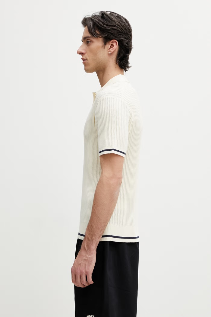 Filling Pieces Fine Knit πόλο ανδρικό βαμβακερό 412670500302.214 μπεζ SS26