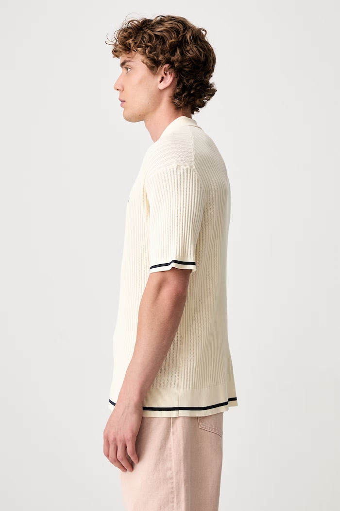 Filling Pieces Fine Knit polo bawełniane męskie beżowy 412670500302.214