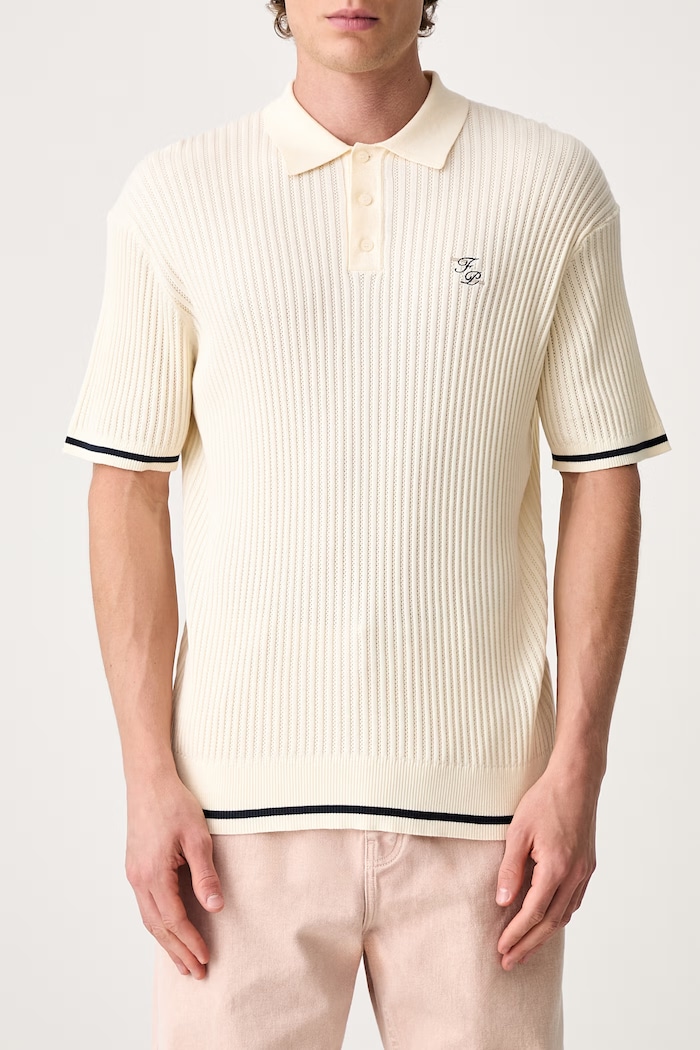 Filling Pieces Fine Knit polo bawełniane męskie 412670500302.214 beżowy
