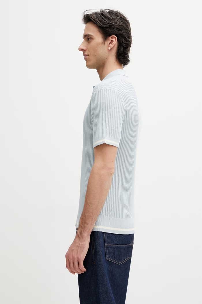 Filling Pieces Fine Knit πόλο ανδρικό βαμβακερό 412670500302.294 μπλε SS26
