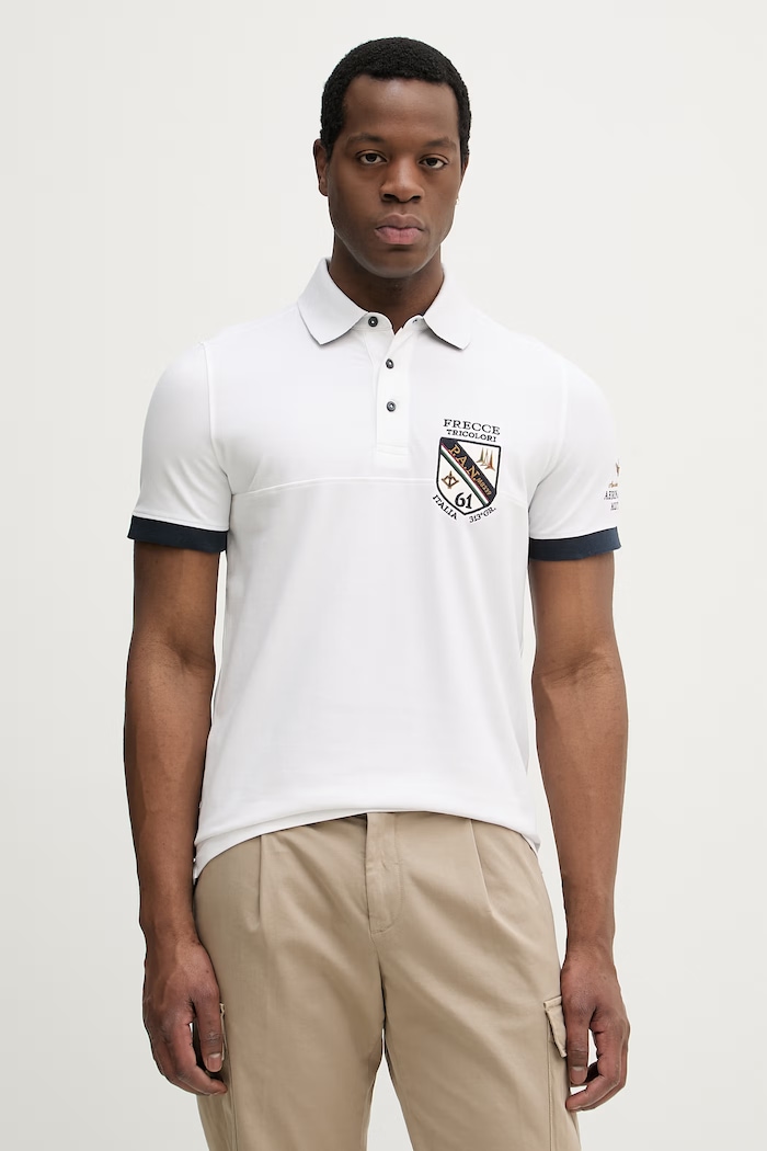 Aeronautica Militare polo regular biały PO1915UP00191