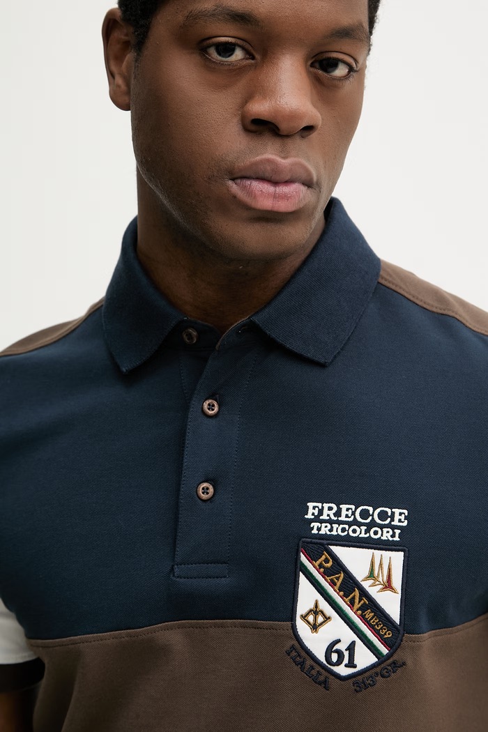 Тениска с яка Aeronautica Militare кафяв PO1915UP00191
