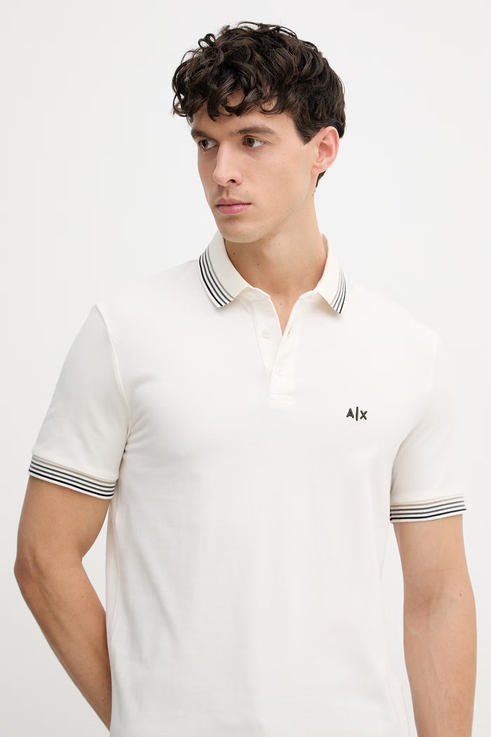 Armani Exchange polo majica moška bombažna bež XM002326.AF13026