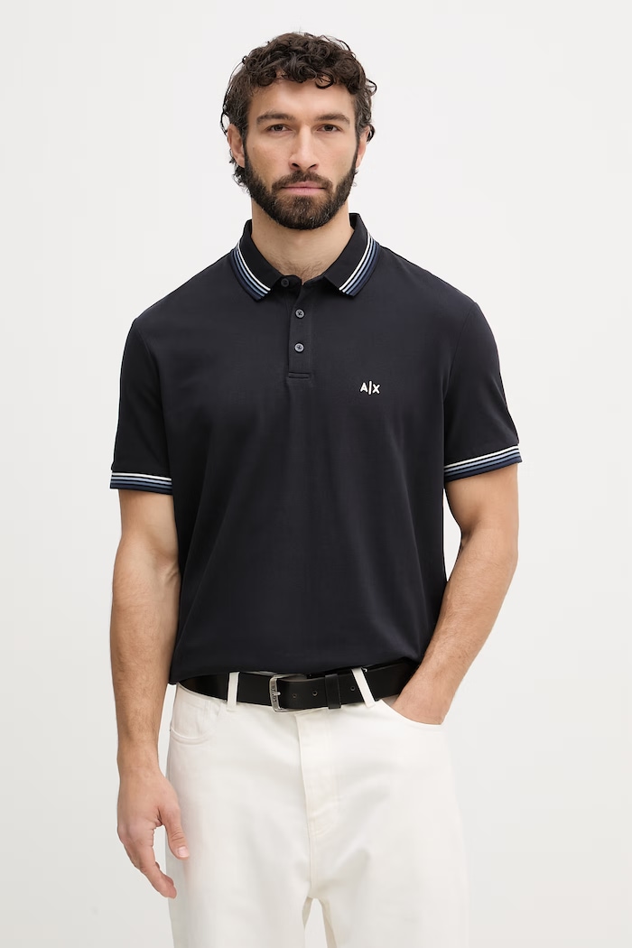 Armani Exchange polo pentru bărbați, din bumbac bleumarin XM002326.AF13026